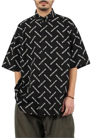 Balenciaga Skjorte, Herre, Sort, M, Uld, Stilfuld Logo Print Skjorte Mænd Sort