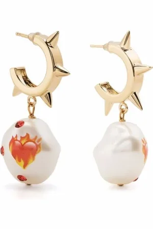 SAFSAFU Tilbehør, Dame, Gul, ONE SIZE, Uld, Guld Statement Øreringe med Spike Detaljer