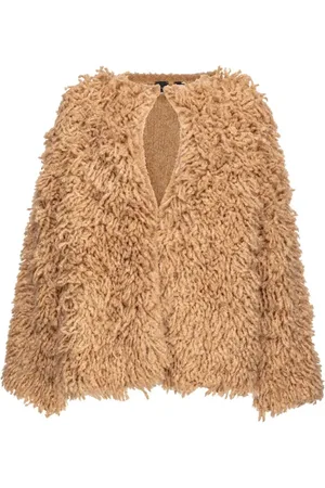 Pinko Jakke, Dame, Brun, S, Uld, Shearling Jakker med Udskæringsdetaljer