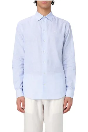 Emporio Armani Skjorte, Herre, Blå, S, Linned, Himmelblåt Linnedskjorte