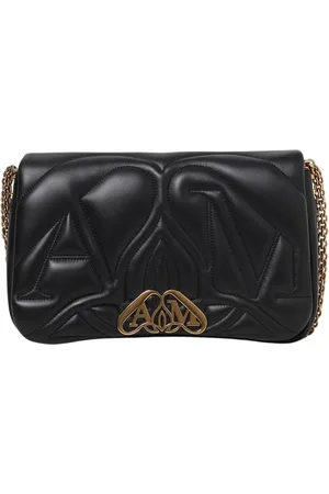 Alexander McQueen Taske, Dame, Sort, ONE SIZE, Uld, Quiltet skuldertaske i sort