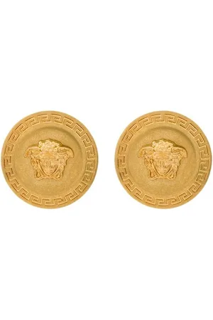 VERSACE Tilbehør, Dame, Gul, ONE SIZE, Uld, Signatur Greca Medusa Head Øreringe
