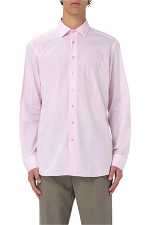 Etro Skjorte, Herre, Lyserød, 2XL, Bomuld, Blå Poplin Langærmet Skjorte