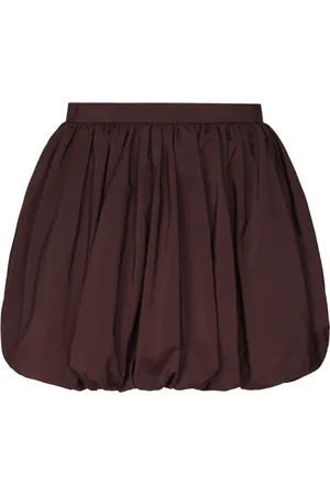 Andamane Nederdel, Dame, Brun, 2XS, Bomuld, Bomuld taffeta plisseret nederdel i Cocoa