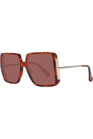 Max Mara Tilbehør, Dame, Brun, ONE SIZE, Uld, Brune Kvinder Spejlet Solbriller Firkantet Stil