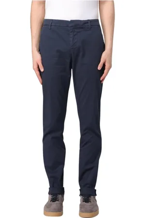 Dondup Bukser, Herre, Blå, W29, Uld, Hvide Straight-Leg Chinos Bukser