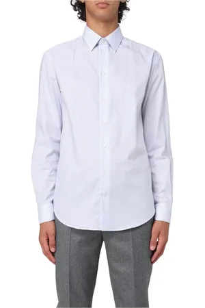 Emporio Armani Skjorte, Herre, Blå, L, Bomuld, Stribet langærmet skjorte