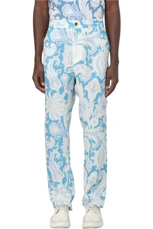 Etro Bukser, Herre, Blå, M, Uld, Blå Casual Stil Bukser