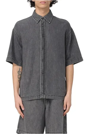 Armani Exchange Skjorte, Herre, Grå, S, Uld, Logo Detalje Button-Up Skjorte