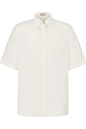 Dior Skjorte, Herre, Hvid, 4XS, Bomuld, Geometrisk Mønster Skjorte