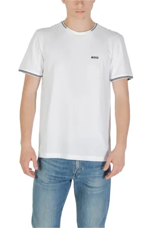 HUGO BOSS Top, Herre, Hvid, L, Bomuld, Elegant kortærmet T-shirt til mænd