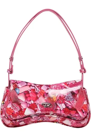 Diesel Taske, Dame, Flerfarvet, ONE SIZE, Læder, Rosa Patentlæder Satchel Taske