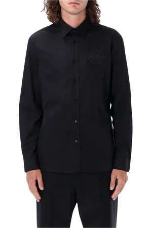 Burberry Skjorte, Herre, Sort, S, Bomuld, Sort Logo Broderet Skjorte