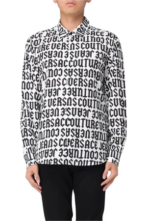 VERSACE Skjorte, Herre, Sort, M, Bomuld, Sort Logo Print Skjorte