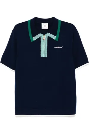 Casablanca Top, Herre, Blå, L, Navy Zip Polo Sweater