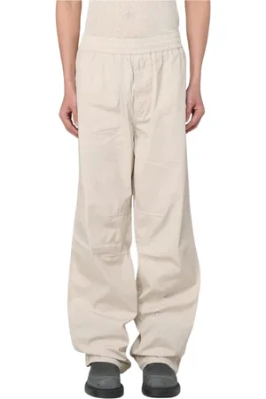 Burberry Bukser, Herre, , M, Uld, Stilfulde Ivory Loose Fit Bukser