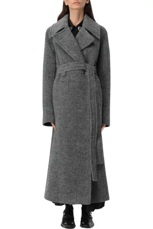 Jil Sander Frakke, Dame, Grå, S, Uld, Sort Uld Maxi Frakke