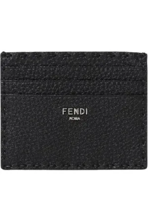 Fendi Tilbehør, Herre, Sort, ONE SIZE, Læder, Kornet Læder Kortholder