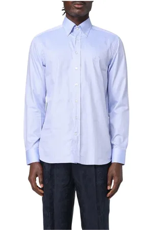 Etro Skjorte, Herre, Blå, XL, Bomuld, Elegant Hvid Bomuldsskjorte
