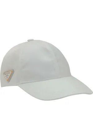 Prada Tilbehør, Dame, Hvid, M, Uld, Baseball Cap med Trekantet Logo Patch