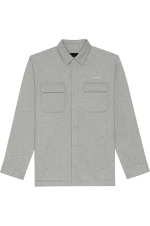 Givenchy Jakke, Herre, Grå, M, Bomuld, Elegant Grå Skjorte Afslappet Pasform