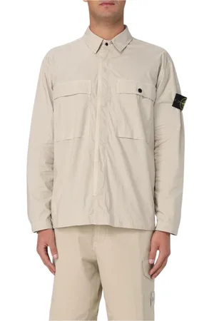 Stone Island Jakke, Herre, , XL, Krøllet Reps Skjorte i Sandfarve
