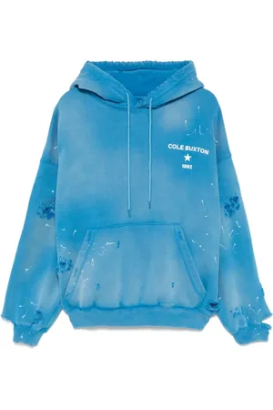 Cole Buxton Sweathshirts & Hoodies, Herre, Blå, S, Uld, Blå hættetrøje med logoprint
