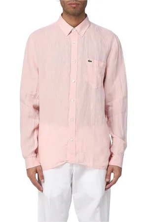 Lacoste Skjorte, Herre, Lyserød, L, Linned, Navy Linnedskjorte til Mænd