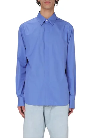 Bottega Veneta Skjorte, Herre, Blå, S, Uld, Blå Poplin Skjorte, Stilfuld og alsidig