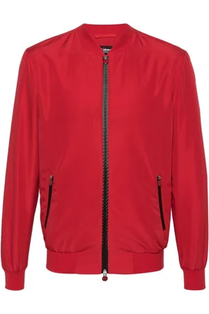 Kiton Jakke, Herre, Rød, 2XL, Uld, Karmosinrød Baseball Krave Frakke