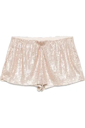 Norma Kamali Shorts, Dame, Lyserød, 2XS, Uld, Pailletbesatte elastikbåndsshorts