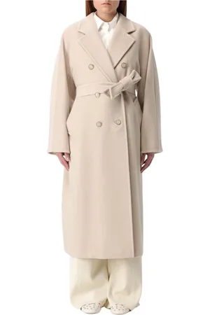 Max Mara Frakke, Dame, , 4XS, Elegant Wrap Coat i Sand