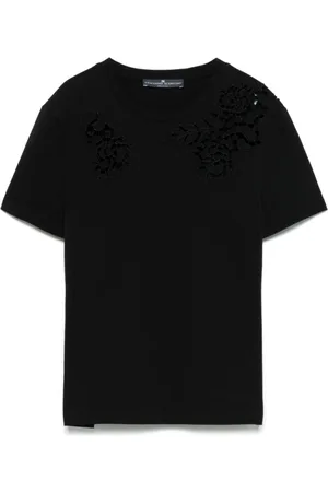 ERMANNO SCERVINO Top, Dame, Sort, M, Sort Crew Neck T-shirts og Polos