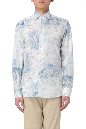 Etro Skjorte, Herre, Flerfarvet, 3XL, Uld, Jungle Langærmet Skjorte Stilfuldt Design
