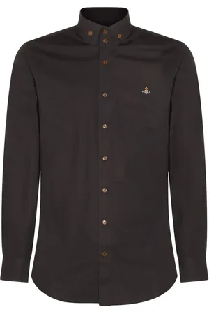 Vivienne Westwood Skjorte, Herre, Sort, S, Bomuld, Sort Orb Logo Bomuldsskjorte