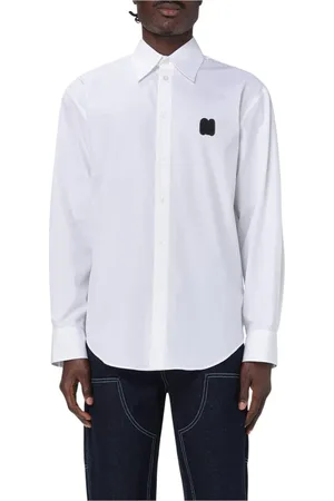 Msgm Skjorte, Herre, Hvid, S, Bomuld, Blå Bomuldsskjorte Moderne Stil