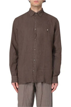 BROOKSFIELD Skjorte, Herre, Brun, 4XL, Linned, Hvid Linned Skjorte