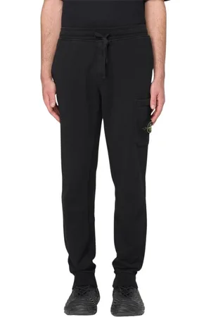 Stone Island Bukser, Herre, Sort, L, Uld, Cargo Pocket Sweatpants Stilfulde Sorte Bukser