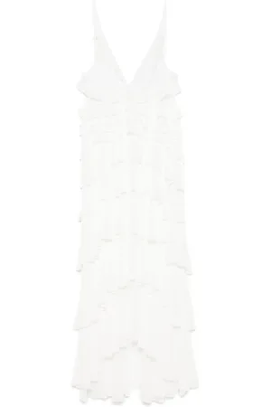 Elisabetta Franchi Kjole, Dame, , S, Uld, Ivory V-Neck Kjole med Justerbare Stropper
