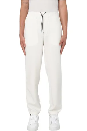 Emporio Armani Bukser, Herre, Hvid, M, Uld, Blå Stilfulde Elastiske Taljebukser