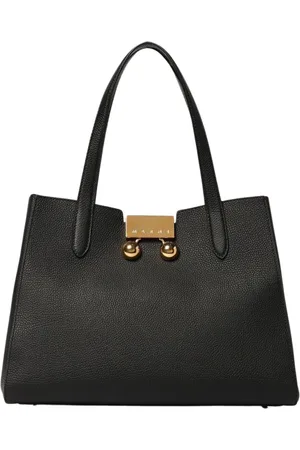 Marni Taske, Dame, Sort, ONE SIZE, Uld, Stilfuld Læder Skulder Tote Taske