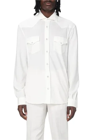 Brunello Cucinelli Skjorte, Herre, Hvid, M, Bomuld, Vestlig Stil Hvid Skjorte