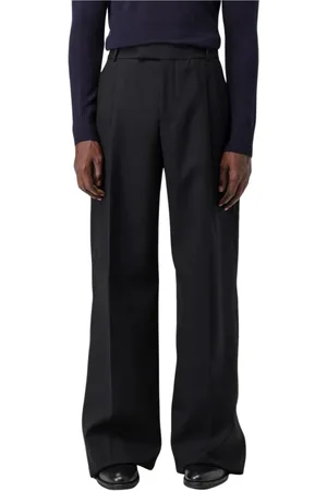Alexander McQueen Bukser, Herre, Sort, M, Uld, Elegant Uld Wide-Leg Bukser