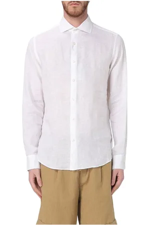 Paul & Shark Skjorte, Herre, Hvid, 4XL, Linned, Himmelblåt Linnedskjortekjole