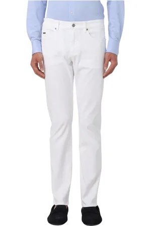 HUGO BOSS Jeans, Herre, Hvid, W38, Uld, Hvide Slim Fit Boss Bukser