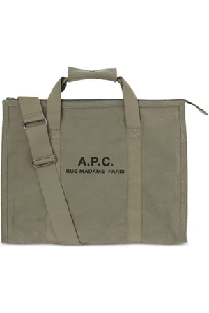 A.P.C. Taske, Herre, Brun, ONE SIZE, Bomuld, Khaki Grøn Canvas Tote Taske