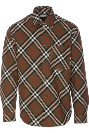 Burberry Skjorte, Herre, Brun, M, Bomuld, Langærmet Skjorte med Tern og Knapper