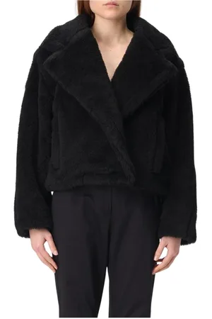 Max Mara Jakke, Dame, Sort, S, Uld, Elegant Sort Teddy Bear Coat