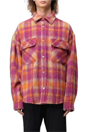 Palm Angels Jakke, Herre, Flerfarvet, M, Uld, Ternet Uld Overshirt