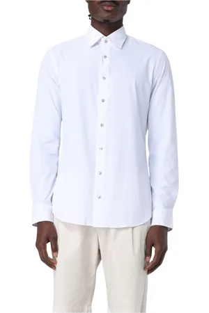 Michael Kors Skjorte, Herre, Hvid, L, Tyl, Hvid Button-Up Skjorte med Krave